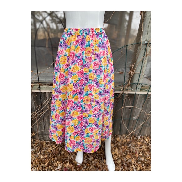 SOLD Vtg 80s 90s Cottage Core Skirt A Line Cabbage - Picture 7 of 9